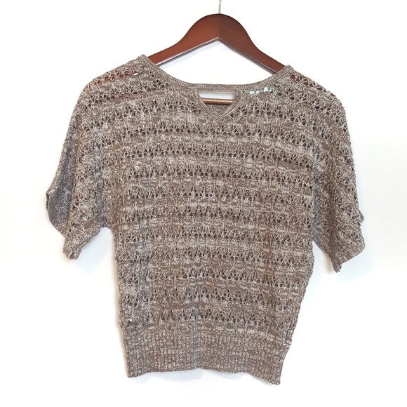 Maurices Marled Brown Keyhole Back Crop Sweater S - Picture 2 of 6